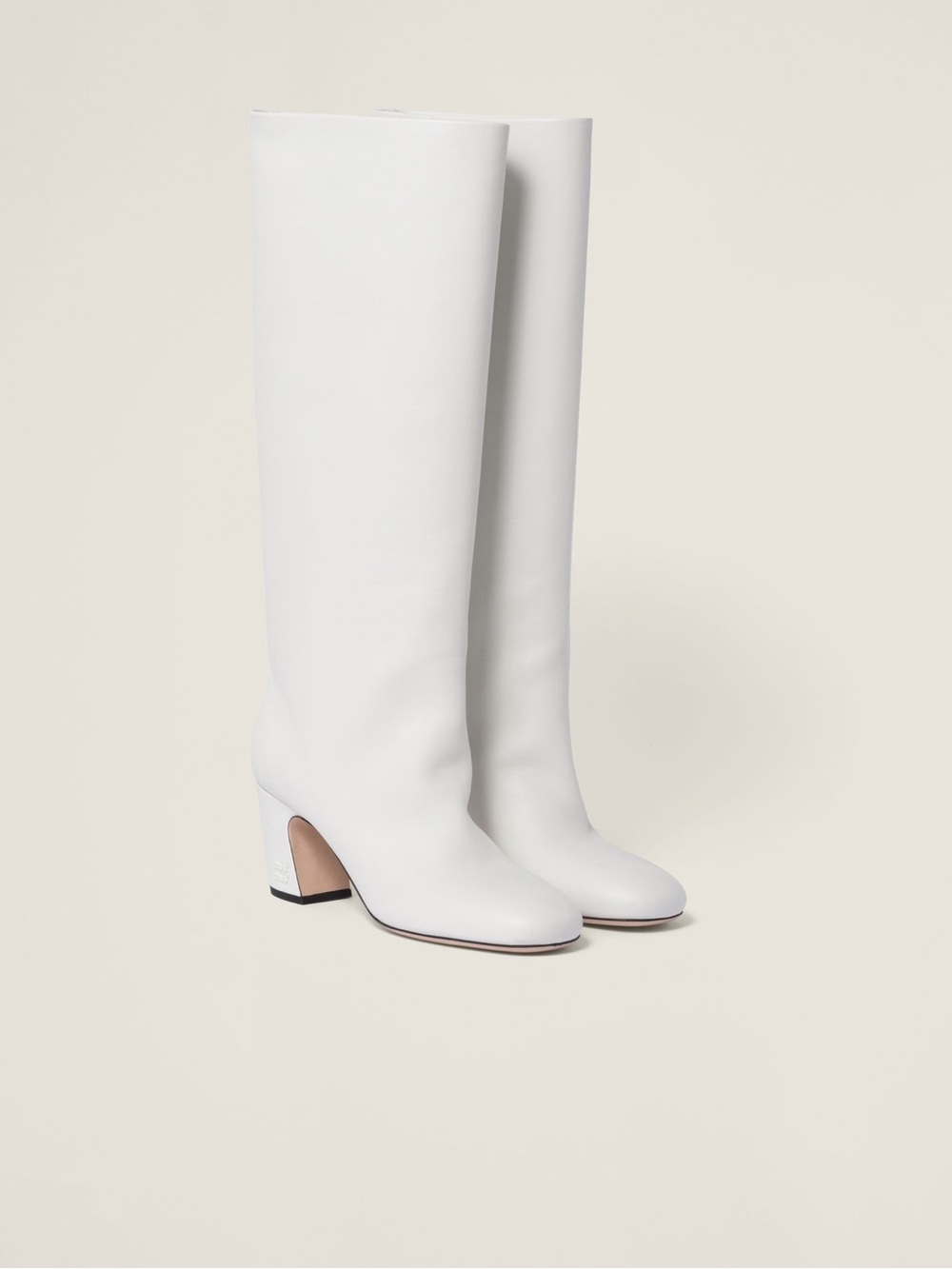 Miu Miu White Over-the-Knee Leather Boots